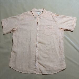 Weatherproof Vintage Men’s Washable Linen Blend Shirt, Orange XXL Tall 50”x31”
